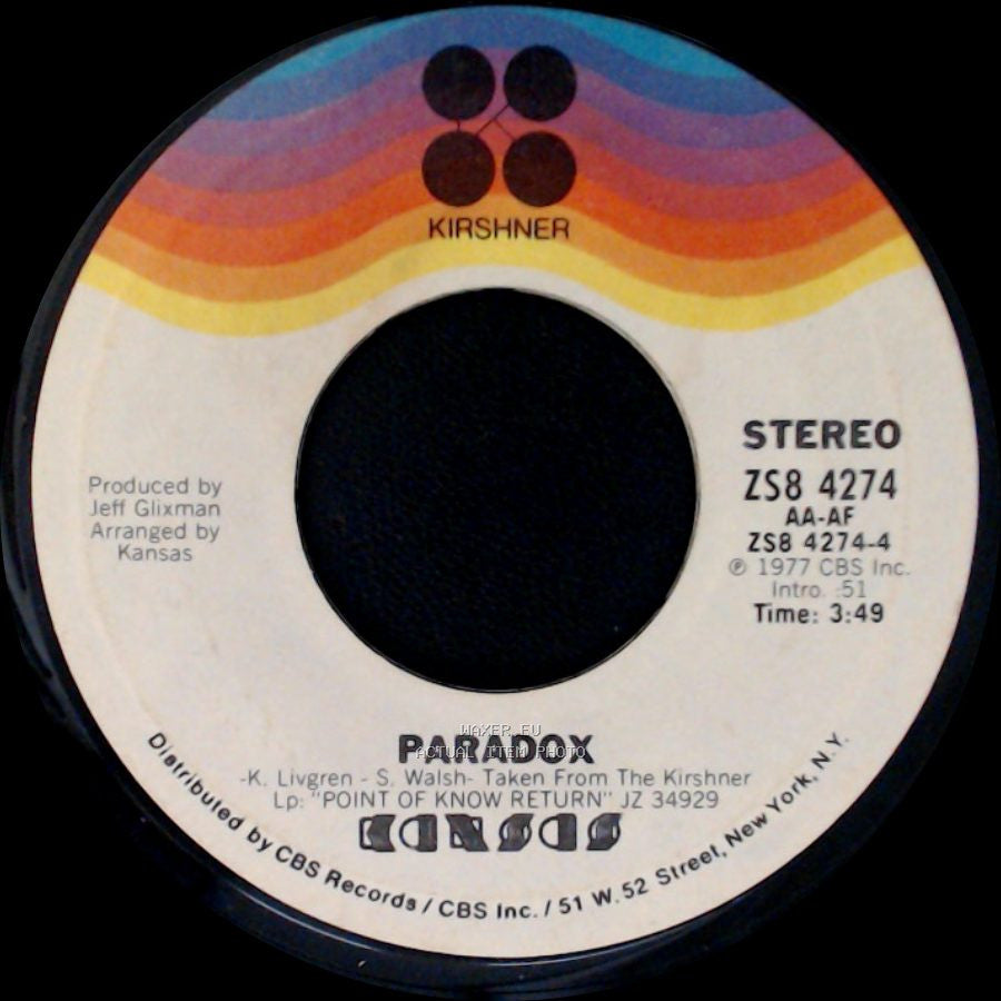 Kansas - Dust In The Wind / Paradox side B