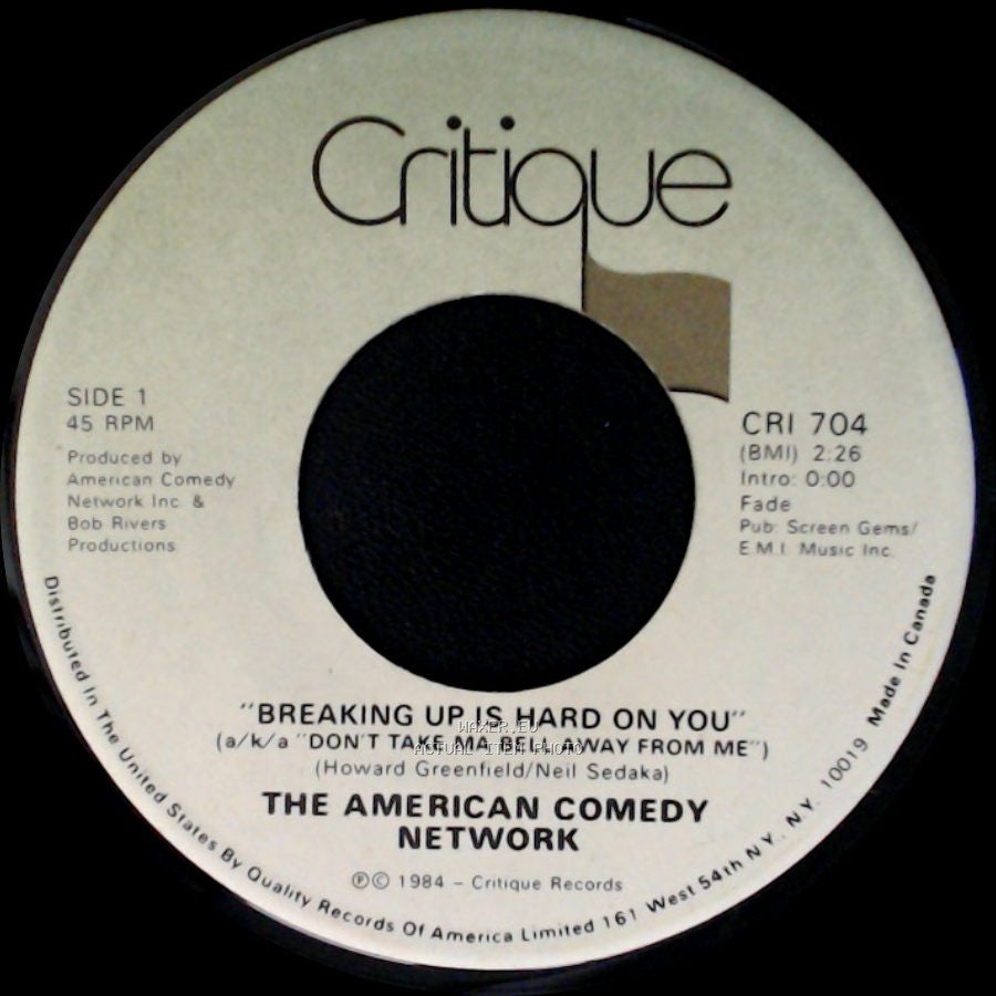 The American Comedy Network - Breaking Up Is Hard On You (A/K/A Don't Take Ma Bell Away From Me) / Krapco's Mr. Cardboard Tube / Krapco Home Psychiatrist / Krapco Gene Splicer side A