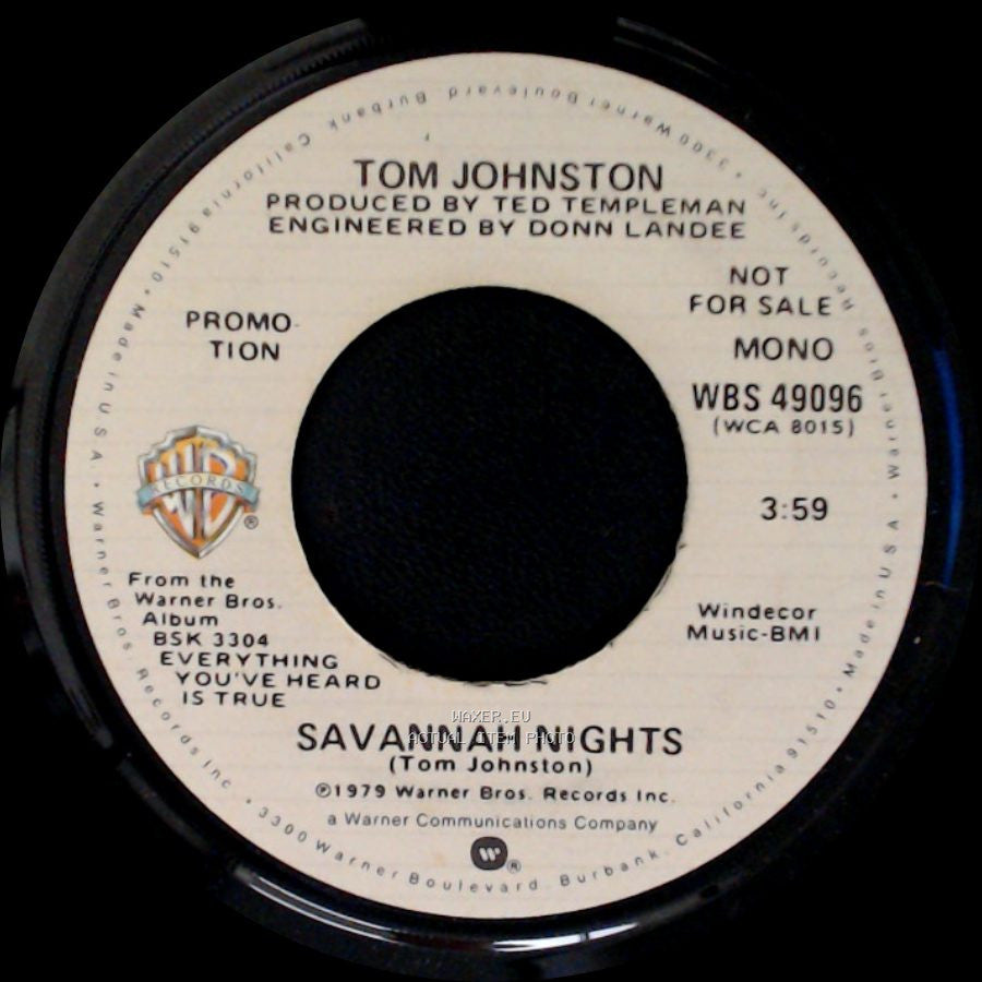 Tom Johnston - Savannah Nights / Savannah Nights side B