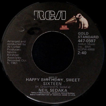 Neil Sedaka - The Diary / Happy Birthday, Sweet Sixteen side B