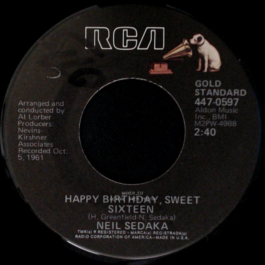 Neil Sedaka - The Diary / Happy Birthday, Sweet Sixteen side B