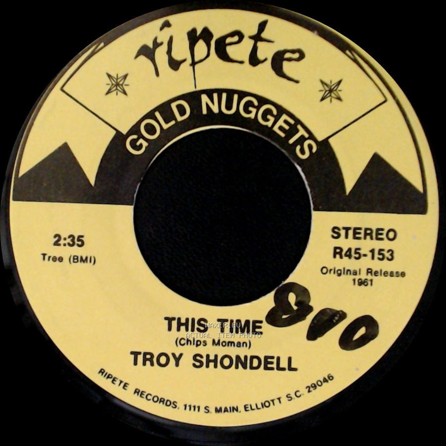 Troy Shondell / Marathons - This Time / Peanut Butter side A
