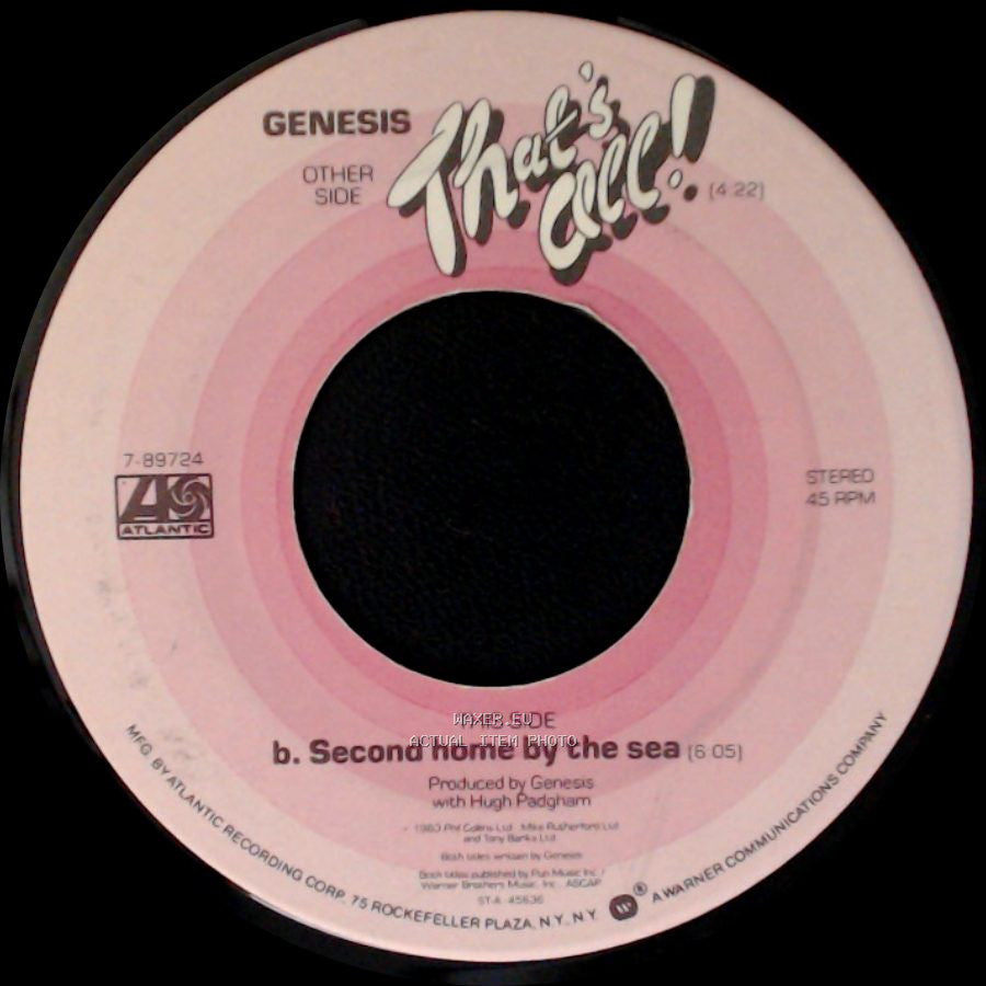 Genesis - Unknown Title A / B. Second Home By The Sea side B
