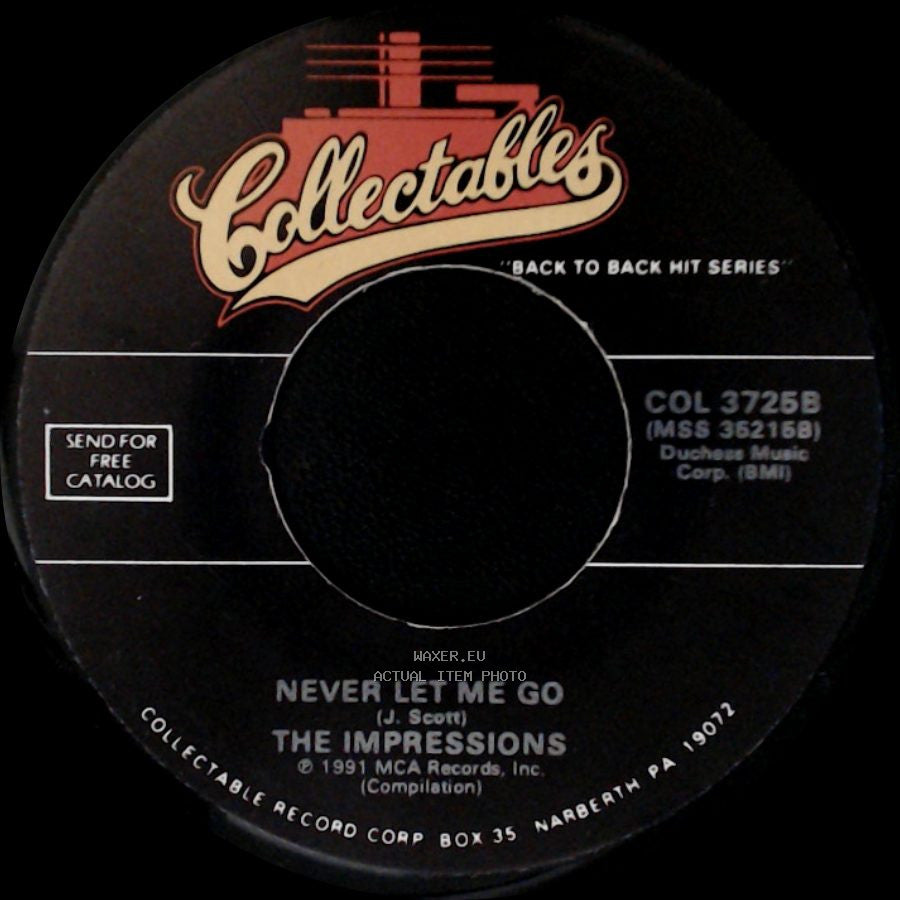 The Impressions - Never Let Me Go / You've Been Cheatin' side A