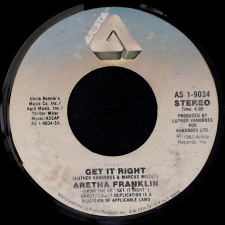Aretha Franklin - Get It Right / Giving In side A