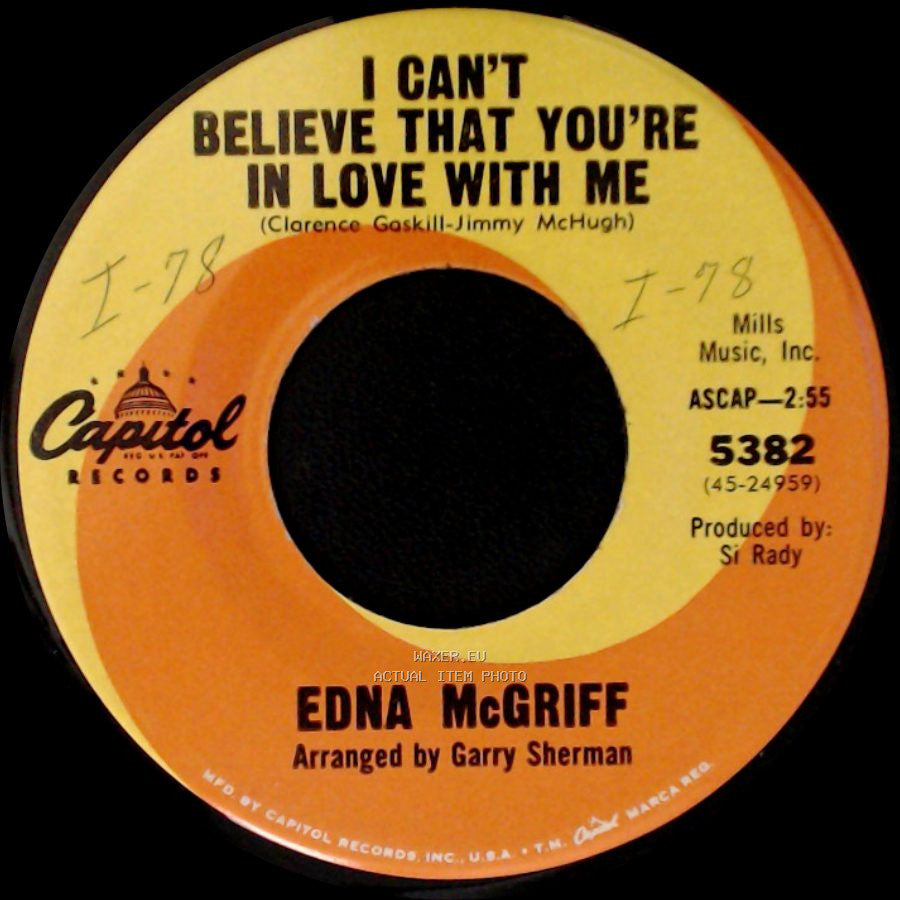 Edna Mcgriff - This Love Of Mine / I Can't Believe That You're In Love With Me side B