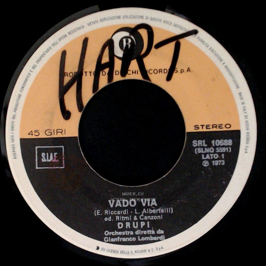 Drupi - Vado Via / Segui Me (Sail Away) side A