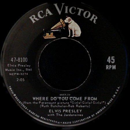 Elvis Presley With The Jordanaires / Elvis Presley - Where Do You Come From / Return To Sender side A
