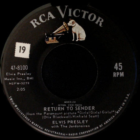 Elvis Presley With The Jordanaires / Elvis Presley - Where Do You Come From / Return To Sender side B