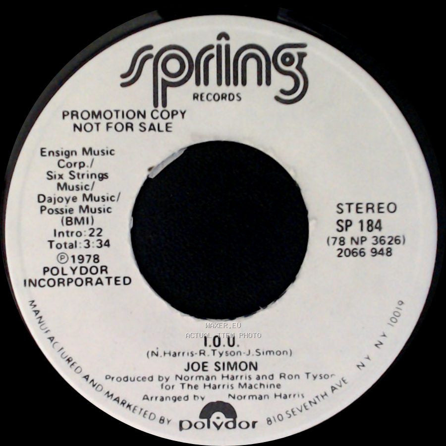 Joe Simon - I.O.U. / I.O.U. side A