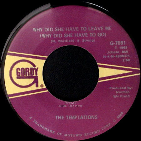 The Temptations - Cloud Nine / Why Did She Have To Leave Me (Why Did She Have To Go) side B