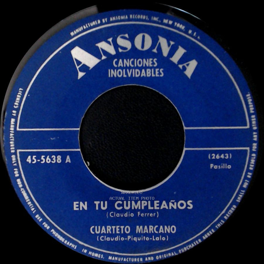 Cuarteto Marcano - En Tu Cumpleaños / En El Día De Tu Santo / En El Día De Tu Boda side A