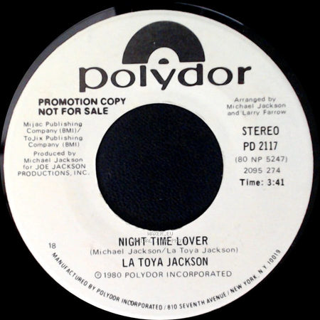 La Toya Jackson - Night Time Lover / Night Time Lover side B