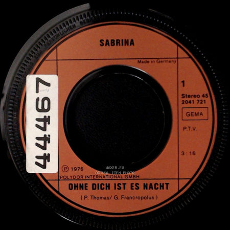 P.T.S. Peter Thomas Sound Orchestra / Sabrina - Opium / Ohne Dich Ist Es Nacht side B