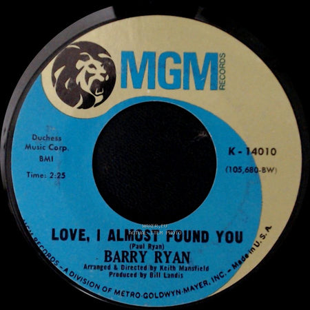 Barry Ryan - Love, I Almost Found You / Eloise side A