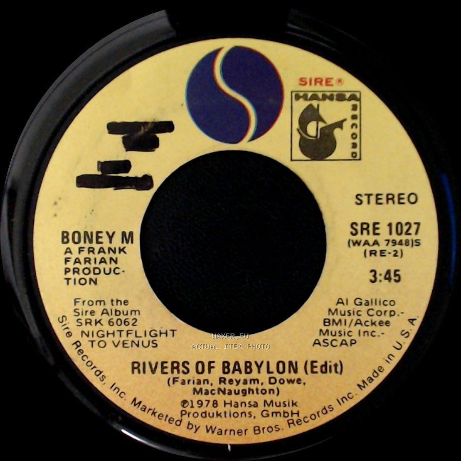 Boney M - Rivers Of Babylon (Edit) / Rivers Of Babylon (Edit) side A