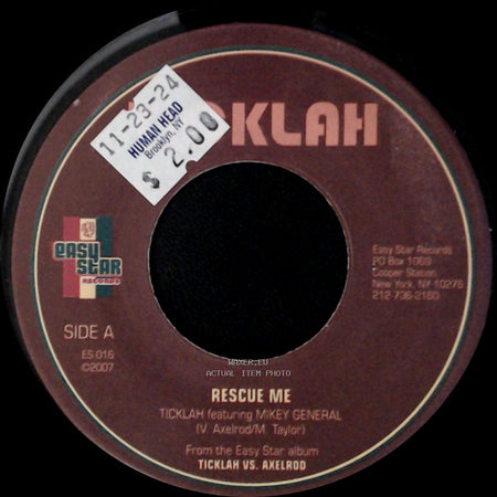 Ticklah Featuring Mikey General - Rescue Me / Rockers Salvation side A