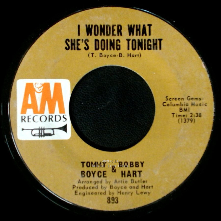 Tommy Boyce & Bobby Hart / Tommy & Bobby Boyce Hart - I Wonder What She's Doing Tonight / The Ambushers side A