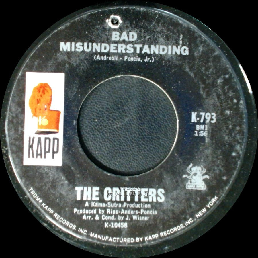The Critters - Forever Or No More / Bad Misunderstanding side B