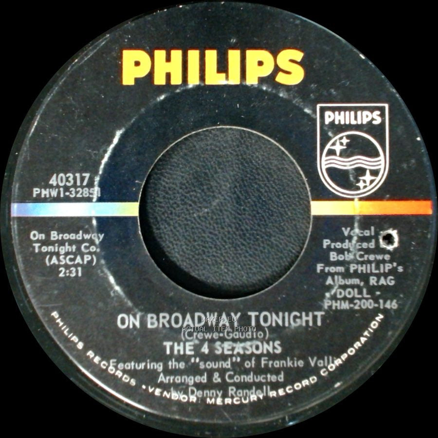 The 4 Seasons - On Broadway Tonight / Let's Hang On! side A
