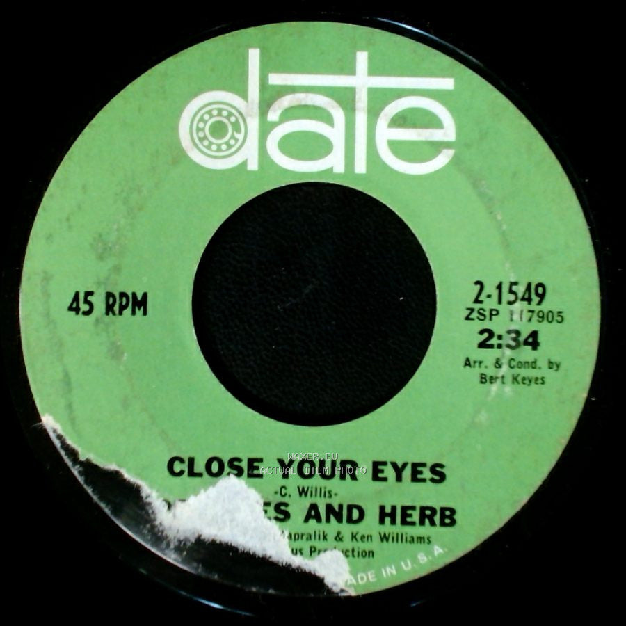 James And Herb / Peaches And Herb - Close Your Eyes / I Will Watch Over You side A