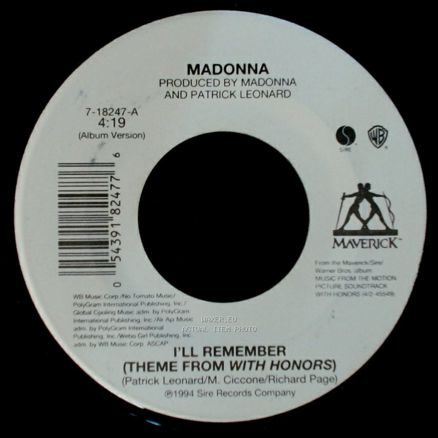 Madonna - Secret Garden / I'll Remember (Theme From With Honors) side B