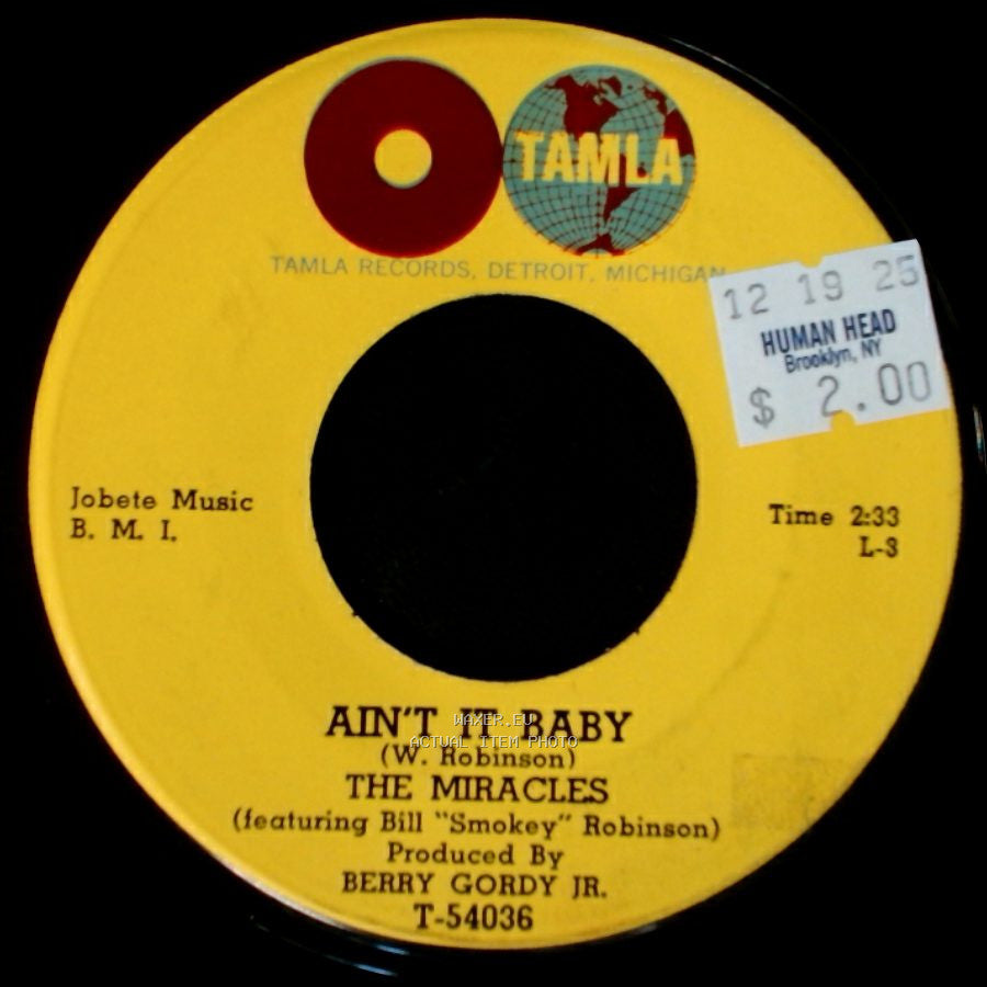 The Miracles - The Only One I Love / Ain't It Baby side B