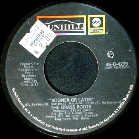 The Grass Roots - Sooner Or Later / I Can Turn Off The Rain side A