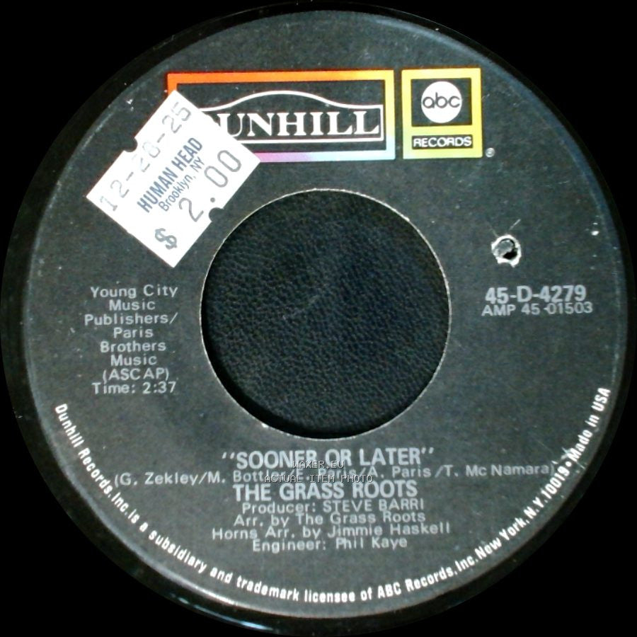 The Grass Roots - Sooner Or Later / I Can Turn Off The Rain side A