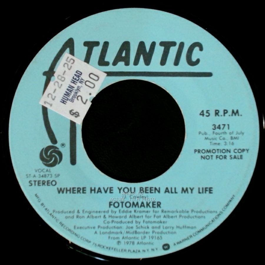 Fotomaker - Where Have You Been All My Life / Where Have You Been All My Life side A