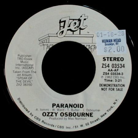 Ozzy Osbourne - Paranoid / Never Say Die side A