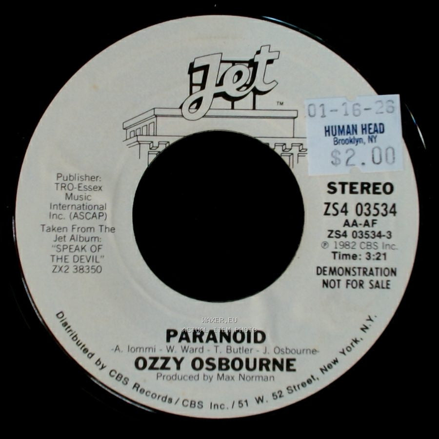 Ozzy Osbourne - Paranoid / Never Say Die side A