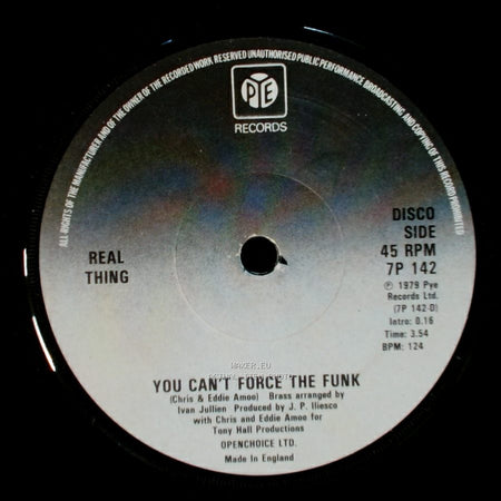 Real Thing - Give Me Your Love / You Can't Force The Funk side B