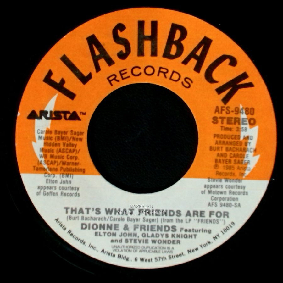 Dionne Warwick / Dionne & Friends Featuring Elton John, Gladys Knight And Stevie Wonder - Two Ships Passing In The Night / That's What Friends Are For side B