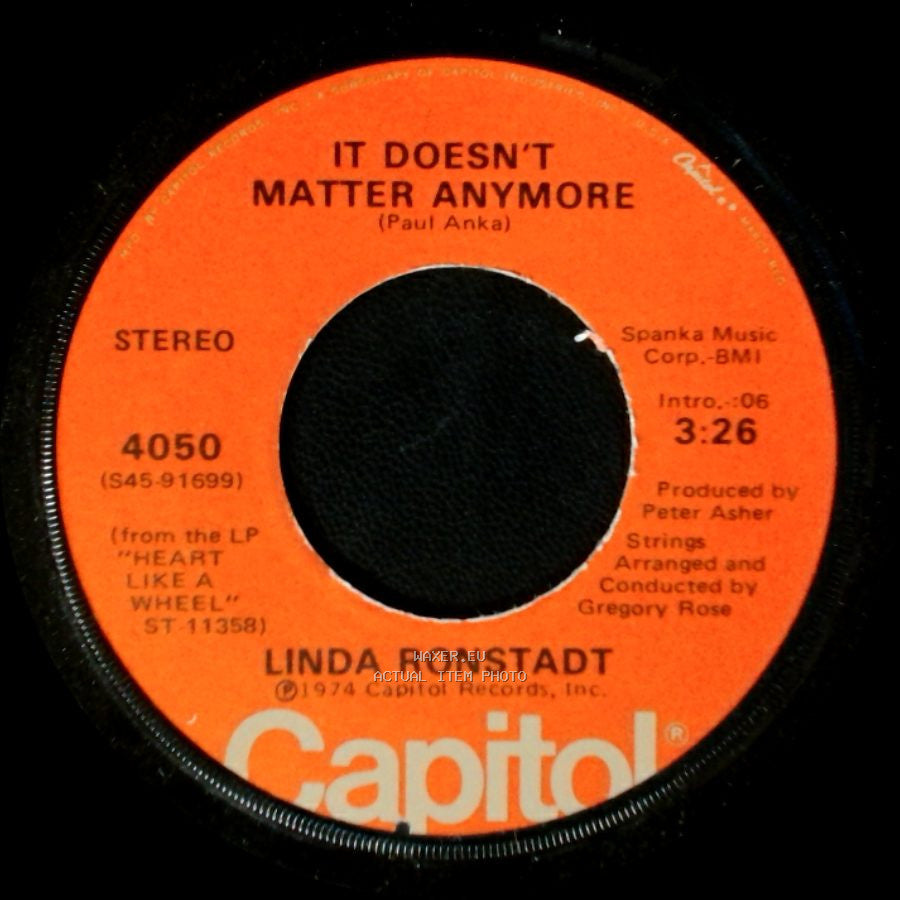 Linda Ronstadt - It Doesn't Matter Anymore / When Will I Be Loved side A