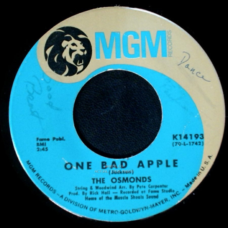 The Osmonds - He Ain't Heavy ... He's My Brother / One Bad Apple side B