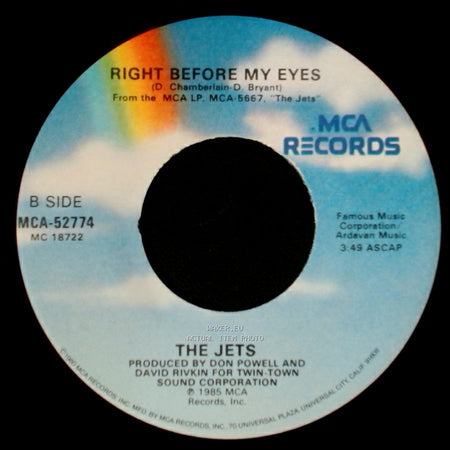 The Jets - Crush On You / Right Before My Eyes side B