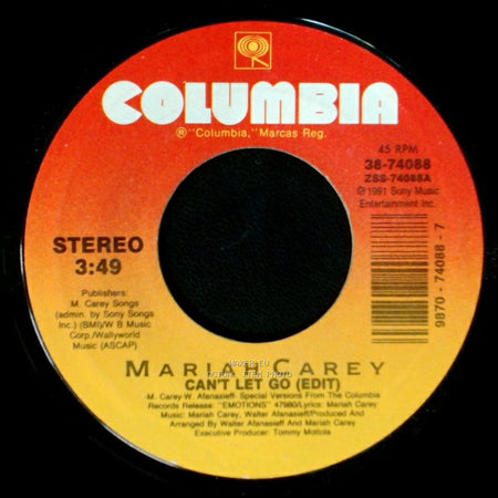 Mariah Carey - Can't Let Go (Edit) / To Be Around You side A
