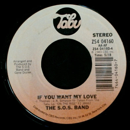 The S.O.S. Band - If You Want My Love / Tell Me If You Still Care side A