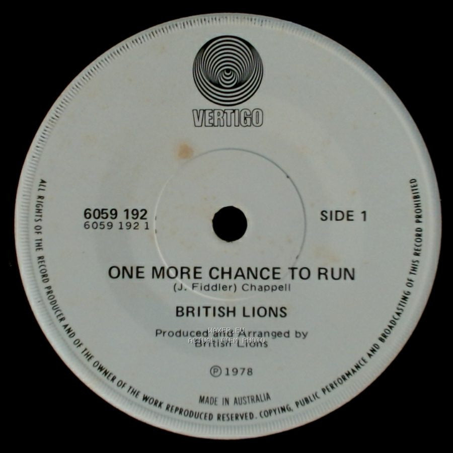British Lions - One More Chance To Run / Booster side A