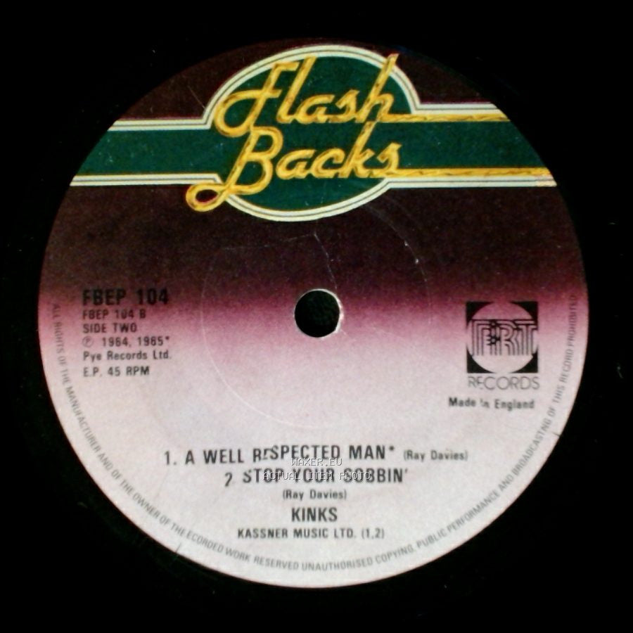 Kinks - Waterloo Sunset / David Watts / A Well Respected Man / Stop Your Sobbin side B