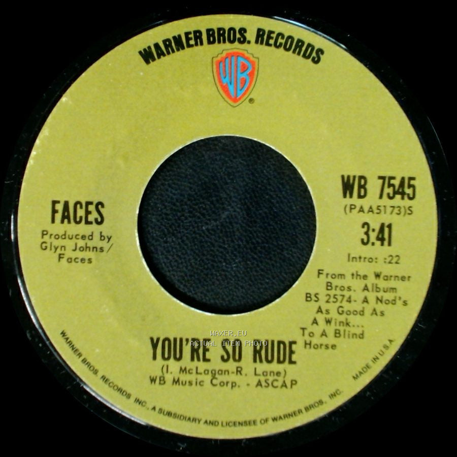 Faces - Stay With Me / You're So Rude side B