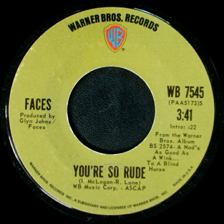Faces - Stay With Me / You're So Rude side B