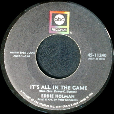 Eddie Holman - It's All In The Game / Hey There Lonely Girl side A