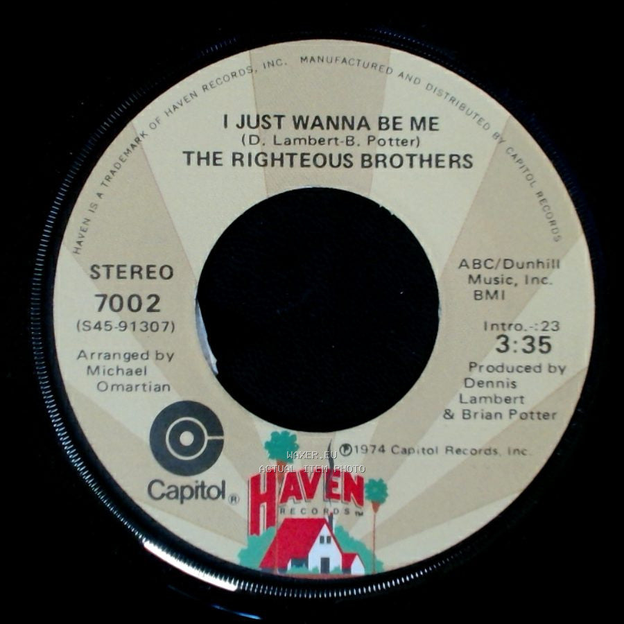 The Righteous Brothers - Rock And Roll Heaven / I Just Wanna Be Me side B