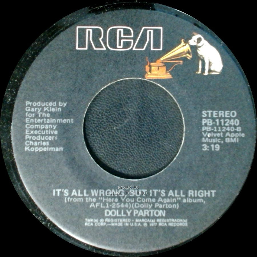 Dolly Parton - Two Doors Down / It's All Wrong, But It's All Right side B