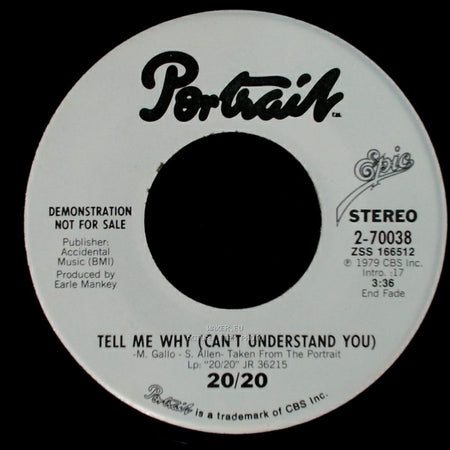 20/20 - Tell Me Why (Can't Understand You) / Tell Me Why (Can't Understand You) side B