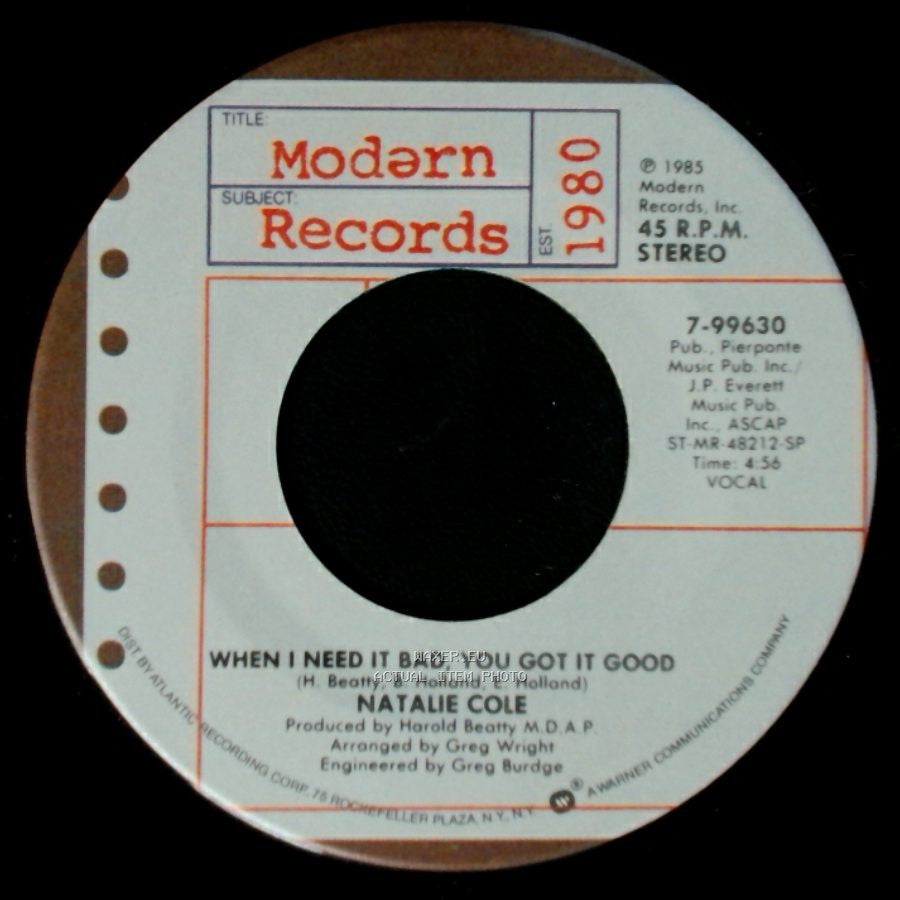 Natalie Cole - A Little Bit Of Heaven / When I Need It Bad, You Got It Good side B