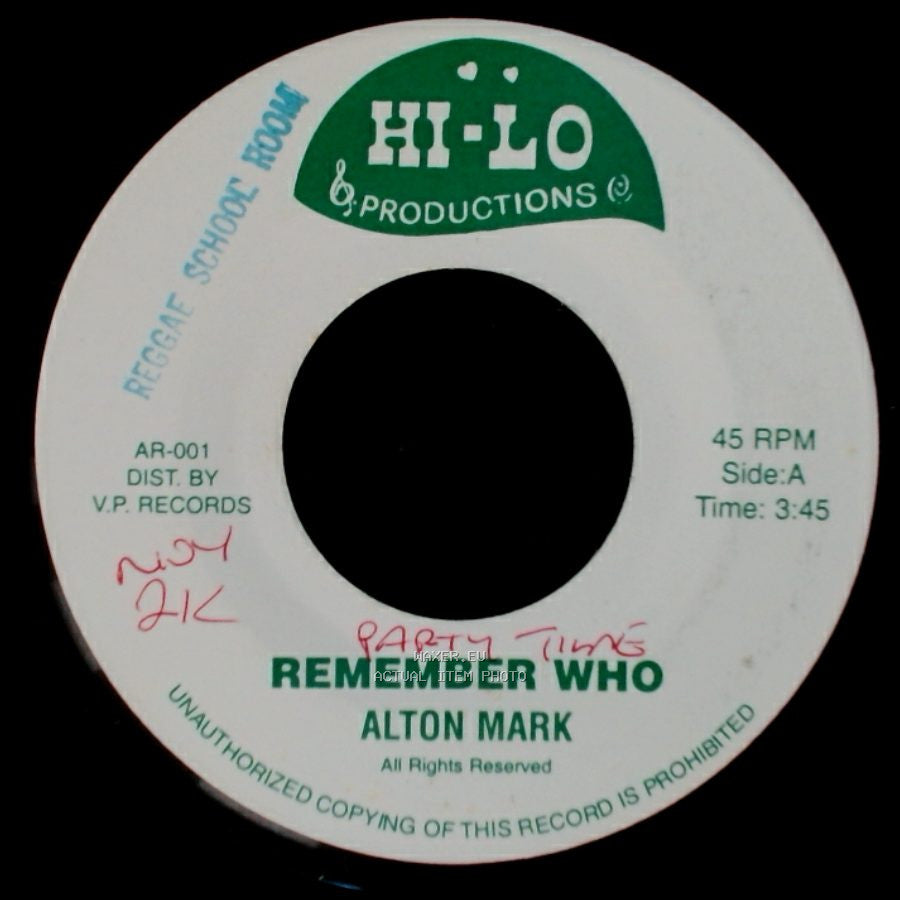 Alton Mark - Remember Who / Version side A