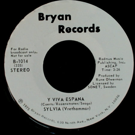 Sylvia (Vrethammar) - Y Viva Espana / Y Viva Espana side B